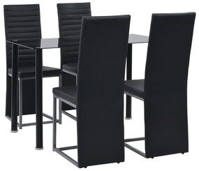 247248 vidaXL Set de mobilier, 5 piese, negru, imitație piele și oțel, sticlă