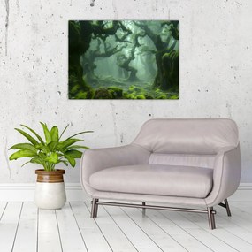 Tablou pe sticlă - O pădure acoperită de mușchi (70x50 cm)