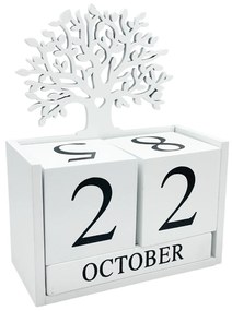 Calendar din lemn ARDEN, Alb, 13x18cm