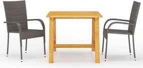 vidaXL Set mobilier de grădină, 3 piese, maro