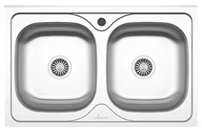 Chiuveta haaus Sanobi, 2 Cuve universale, Inox lucios, pe masca, 80 x 50 cm