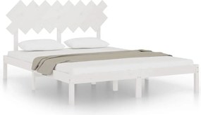 vidaXL Cadru de pat, alb, 160x200 cm, lemn masiv