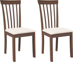 vidaXL Scaune sufragerie cu perne 2 buc. cauciuc din lemn masiv maro