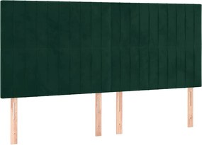 vidaXL Tăblie de pat verde închis 160x5x118/128 cm catifea