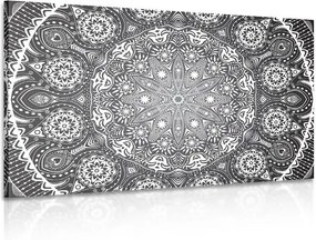Tablou Mandala ornamentală cu dantelă în design alb-negru