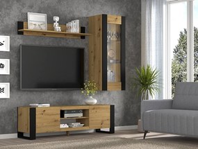 Mobilier living Montana și (Stejar artisan + Negru). 1124959
