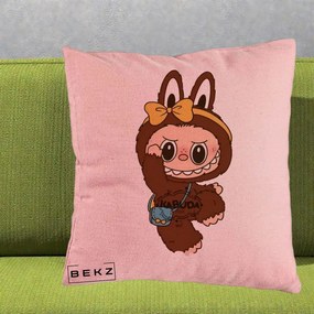 Perna Personalizata Kabuda Maro cu Funda Aurie, 40x40 cm, Roz, Husa Detasabila, Perna Inclusa, BEKZ®