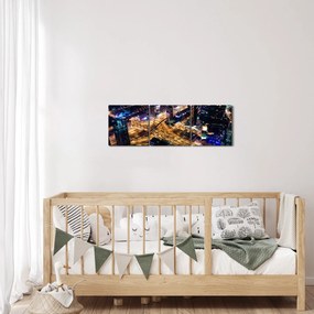 Tablou cu oraș nocturn (cu ceas) (90x30 cm)