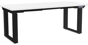 Masă înălțime reglabilă OfficeTech Strong 180 x 80 cm, picioare negre, alb