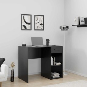 Birou Modern Adore Concept cu Sertar și 2 Rafturi, Alb - Maro - Stejar - Antracit, 90x52x75 cm