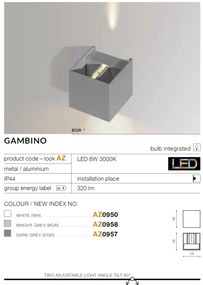 Aplica de perete LED ambientala GAMBINO gri inchis