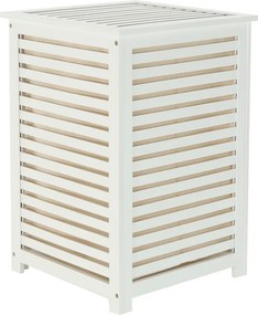 Cos de rufe BASKET, alb, bambus/material textil, 40x40x58 cm