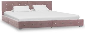 Cadru de pat, roz, 160 x 200 cm, catifea Roz, 160 x 200 cm