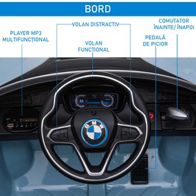 Licensed BMW I8 Coupe Masina Electrica HOMCOM telecomanda MP3 baterie pentru 3-8 ani | Aosom Romania