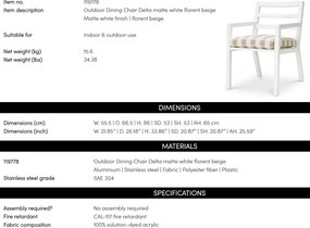 Scaun de interior/ exterior elegant design LUX Delta, alb mat