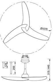 Ventilator cu 3 palete si telecomanda IPANEMA III negru/ aspect lemn MA-9041