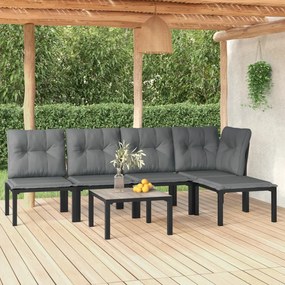 3187746 vidaXL Set mobilier de grădină, 6 piese, negru și gri, poliratan