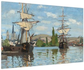 Tablou - Claude Monet, Ships Riding on the Seine at Rouen, reproducere (90x60 cm)