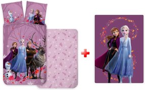 Disney Regatul de gheață Purple set de lenjerie de pat pentru copii și pătură polară