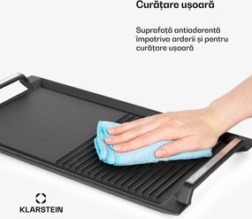 Klarstein Delicatessa Grill Pan , placă pentru grill, accesoriu pentru plită cu inducție, negru
