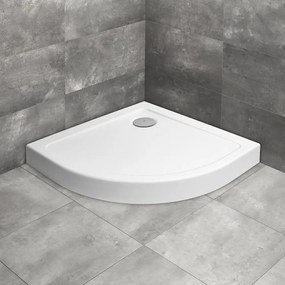 Cadita dus semirotunda Radaway Doros A Compact 80x80 cm acril alb