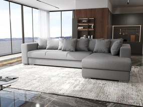 Colțar extensibil dumonde cu ladă de depozitare si sezut confortabil din spuma high-density, Gloria Enjoy Grey II 320x183 cm