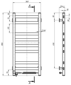 Radiator de baie tip scară AVANGARD, cu termostat, 251W/230V, 80,6 cm, IP44, alb, montaj pe dreapta