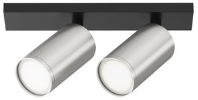 Aplica de perete / tavan cu 2 spoturi directionabile design tehnic Focus S negru, argintiu