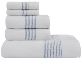 Set cadou prosoape și prosop de corp AQUA, 5 buc Alb – Broderie albastră Set (2 buc 33x33cm, 2 buc prosop 45x90cm, prosop de corp 75x150cm)