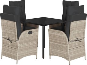 vidaXL Set mobilier de grădină cu perne, 5 piese gri deschis poliratan