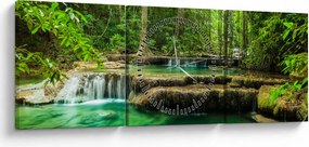 Tablou - Cascada verde (cu ceas) (90x30 cm)