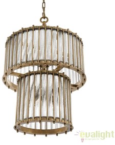 Lustra design LUX cu sticla modelata manual Tiziano, alama antic 111133 HZ
