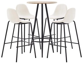 Set mobilier de bar, 5 piese, crem, material textil Crem, 5