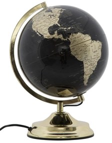Decoratiune cu lumina ambientala glob negru/auriu din metal, ∅ 25 cm, Globe Mauro Ferretti
