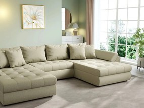 Colțar extensibil dumonde cu ladă de depozitare si sezut confortabil din spuma high-density, Loana U Enjoy Camel 355x185 cm