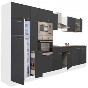 Mobilă de bucătărie Yorki 360, corp alb, față antracit satinat