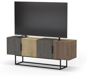 Masă TV maro/în culoare naturală cu aspect de lemn de stejar 140x55 cm Titan – Marckeric