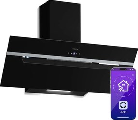 Klarstein BigBite hota înclinată | mod de evacuare a aerului și recirculare | sticlă de siguranță | 417 m³/h | 90 cm