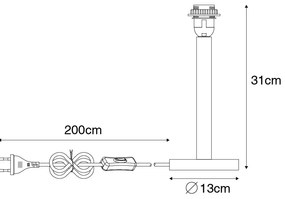 Lampă de masă rustică din lemn fără abajur - Mels