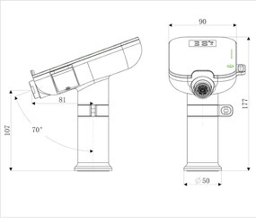 Baterie de baie cu afisaj digital al temperaturii si suport pentru telefon crom, Form Digital Crom lucios