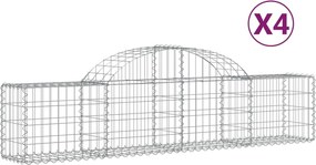 vidaXL Coșuri gabion arcuite 4 buc, 200x30x40/60 cm, fier galvanizat