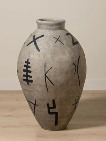 Vas decorativ din teracotta cu motive tribale, H83 cm , "Ritual"