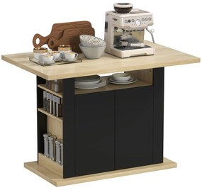 HOMCOM Masă de dining insulă centrală pentru bucătărie cu blat mare 4-6 persoane dulap cu 4 uși 110 x 70 x 75,5 cm negru | Aosom Romania