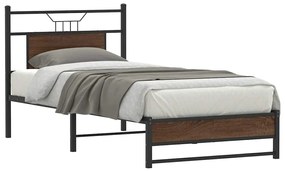 vidaXL Cadru pat fără saltea stejar maro, 90x200 cm, lemn prelucrat