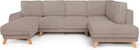 Colțar taupe extensibil/cu spațiu de depozitare cu tapițerie din catifea reiată (cu colț pe partea dreaptă/în formă de "U") Tori – Bonami Selection