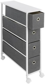 Etajeră pe roți albă/gri 20x79 cm - Maximex