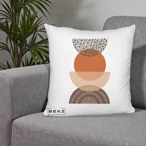 Perna Decorativa Boho Stiva Forme Punctate Terracotta, 40x40 cm, Alb Pufos, Husa Detasabila, Perna Inclusa, BEKZ®