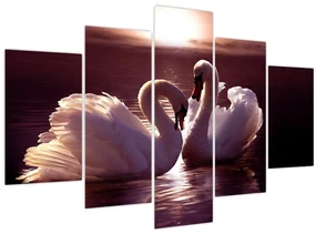 Tablou - Lebede pe lac (150x105 cm)