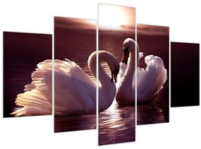 Tablou - Lebede pe lac (150x105 cm)