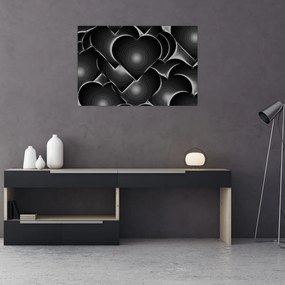 Tablou cu inimile alb - negre (90x60 cm)